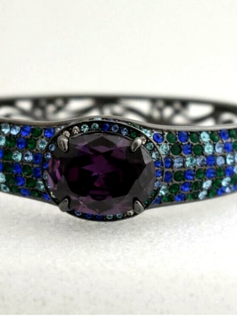 Purple Center Stone Pavé Blue-Green Crystal Bracelet